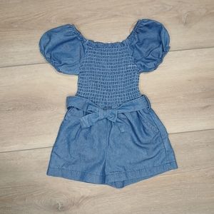 Chillipop Blue Denim Romper Size 4T with Belt & Pockets